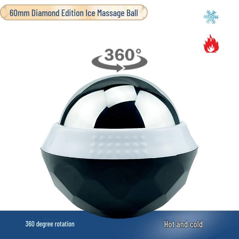 Diamond Edition Stainless Steel Massage Ball - Hot/Cold Therapy Handheld Roller for Muscle Relaxation, Yoga, Fitness (60mm)
