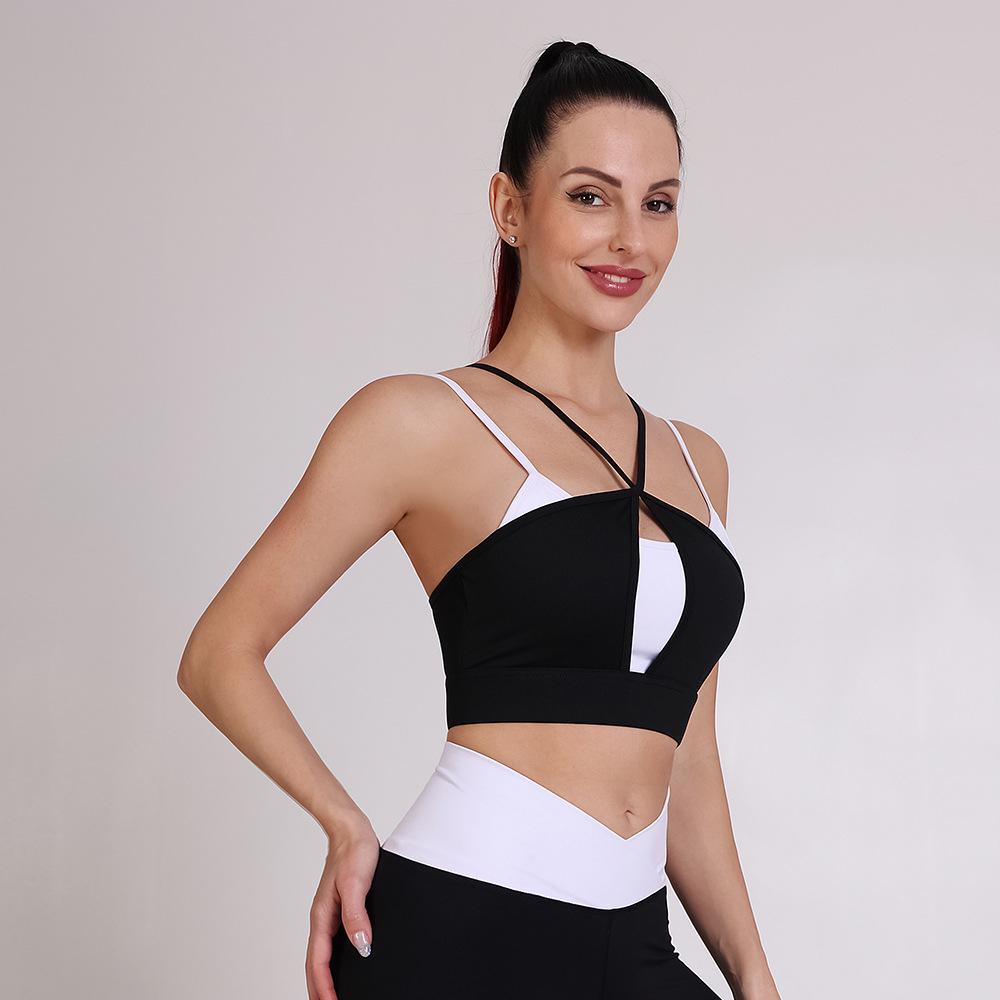 2025 Spring/Summer Double-Sided Colorblock Thin Strap Yoga Bra - Women's Nude Feel Sportswear