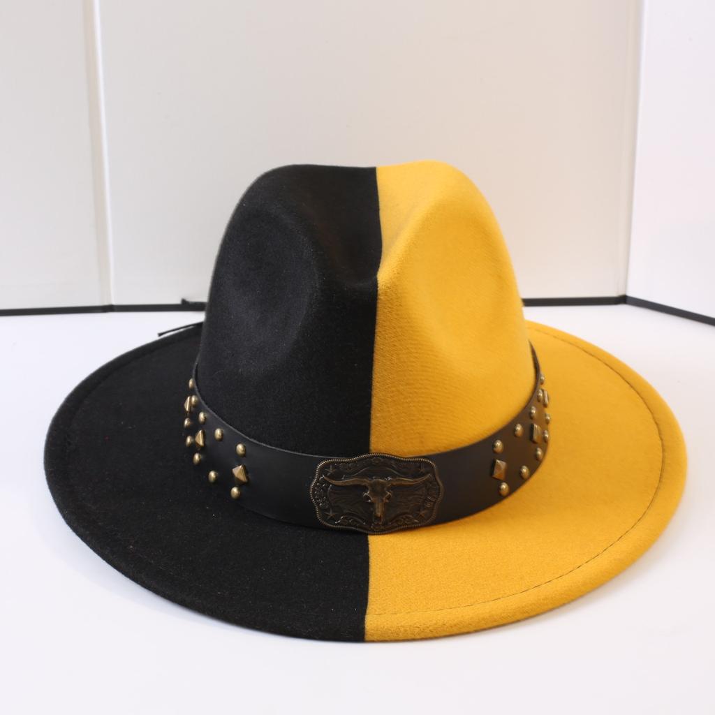 Popular European and American Classic Double-color Wide-brimmed Top Hat Men's and Women's Fashion OL Style Cowboy Hat Jazz Hat