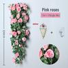 Decorazione con Rampicante di Rose da Appendere a Parete per Interni - Cesto di Fiori Artificiali per Soggiorno