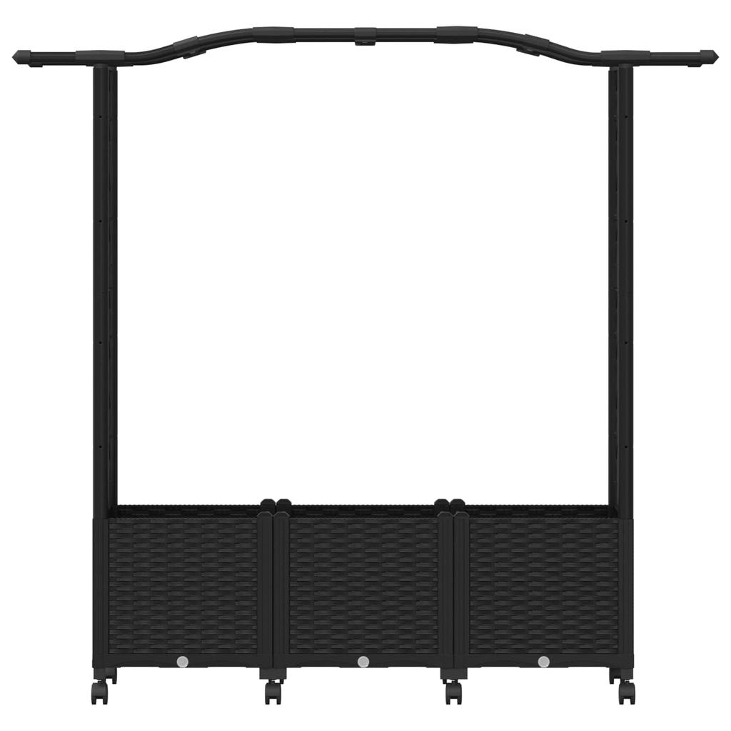 Raised Garden Bed with Trellis and Roof Black 164 x 40 x 144 cm PP