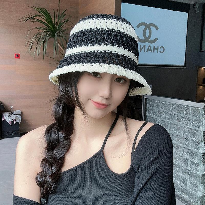 

Sun hat children summer straw milk silk hollow breathable basin hat plain makeup versatile full face bucket hat
