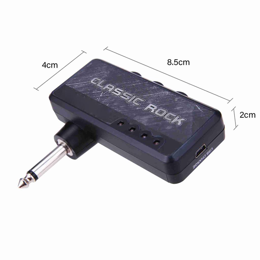 Electric Guitar Headphone Amplifier Amp 3.5mm Headphone Jack Aux In with Heavy Rock Distortion Effect Built in