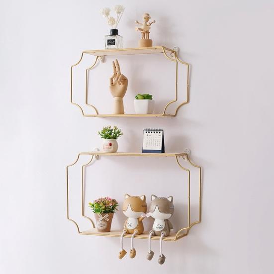 Storage Rack Wall Mounted Storage Holder No Drilling Anti-Rust Display Shelf for Living Room Bedroom Bathroom