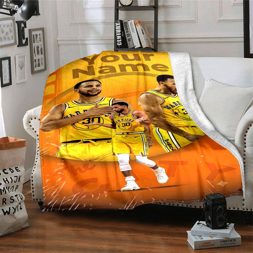Golden State Curry Customize Text Blanket Throw Personalized Blanket Soft & Cozy Throw For Bedding Home Decor Nap Office Chair All-Season Use