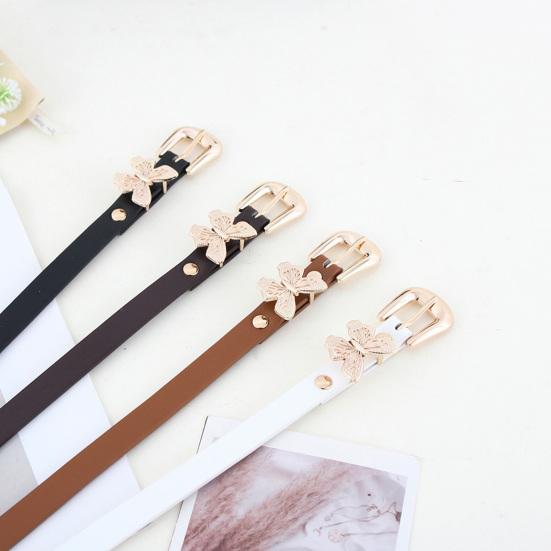 Imitation Leather Women Belt Butterflies Buckle Adjustable Length Waist Band Dress Shirt Tops Versatile Belt