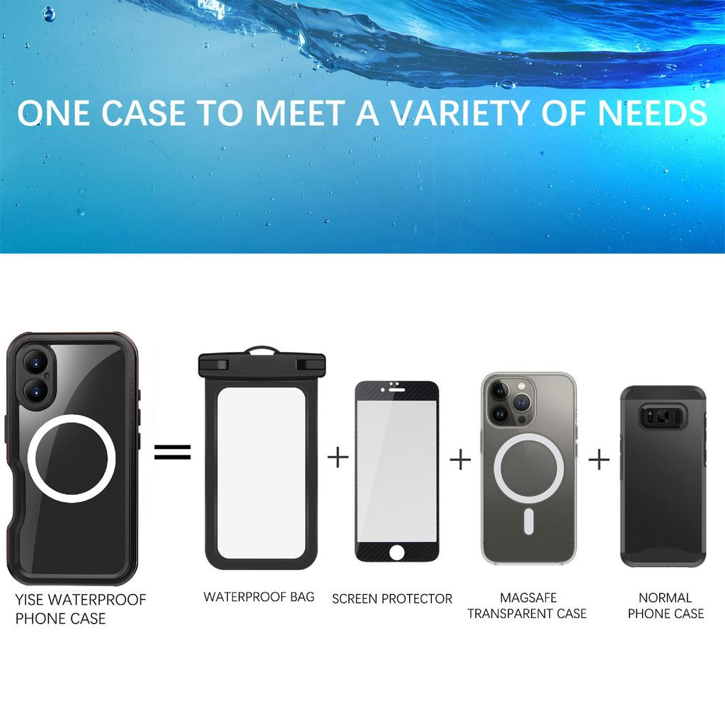 REDPEPPER D-UP Series For iPhone 16 Case IP68 Waterproof Clear Back Panel Phone Cover Compatible with MagSafe