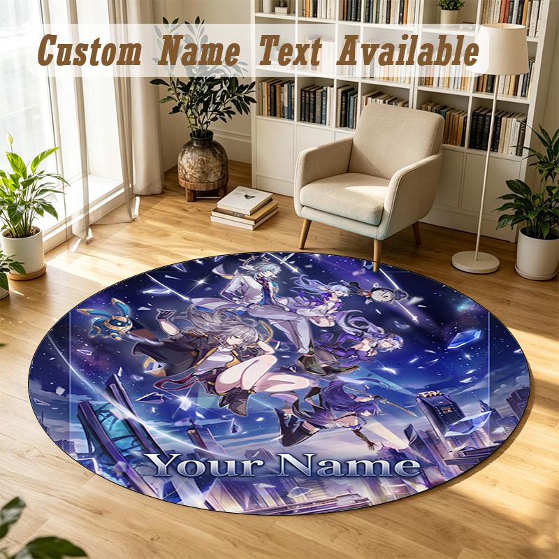 Honkai Star Rail Personalized Round Rug Support Custom Name, Soft Home Decor Mat