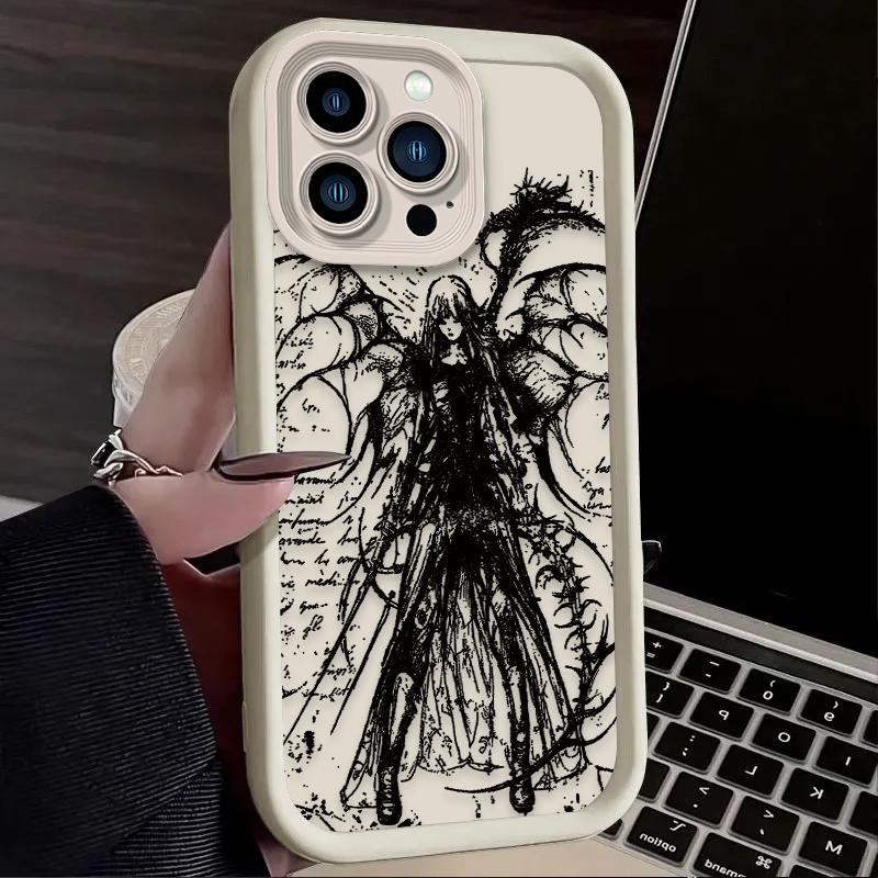 Luxury Punk Black Angel Phone Case For Xiaomi Redmi 9A 9C 10 10C 12 12C K30 K40 K50 Note 10 11 12 13 Pro 5G Cover