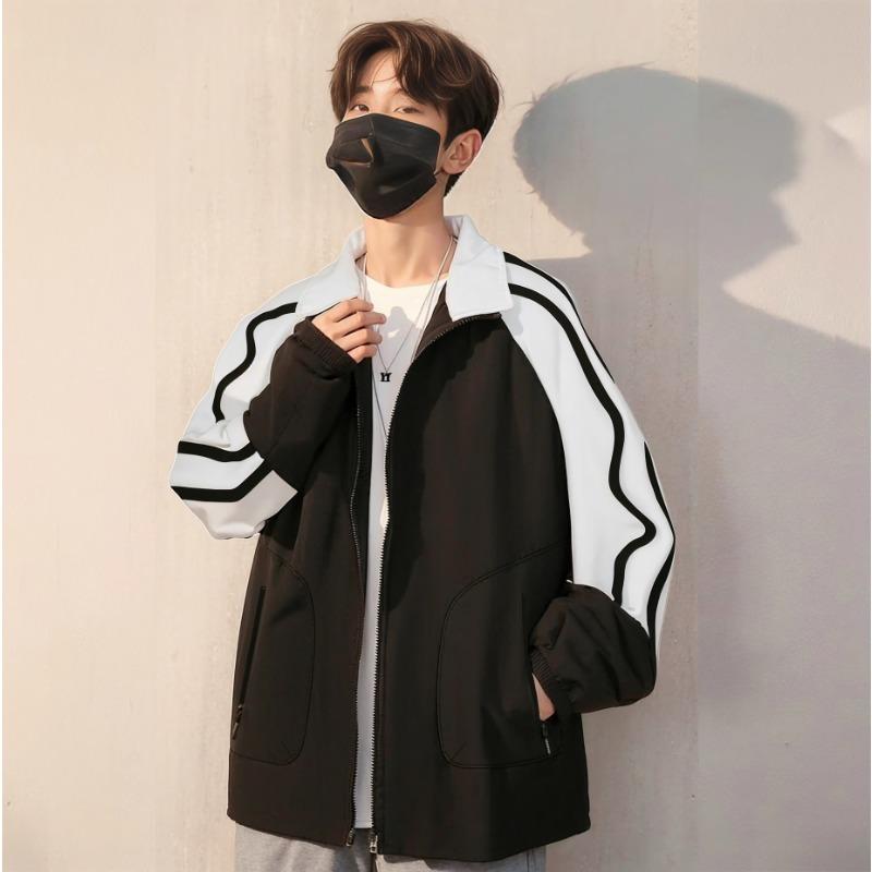 Herbst und Winter Neue Herren Casual Sport Stehkragenjacke, Gefüttert und Verdickt Warm Dreistreifig Trendige Herren Baseballjacke