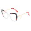 New Striped Color Blocking Anti Blue Light Glasses Butterfly Glasses Metal Frame Curved and Fashionable Eyes and Legs