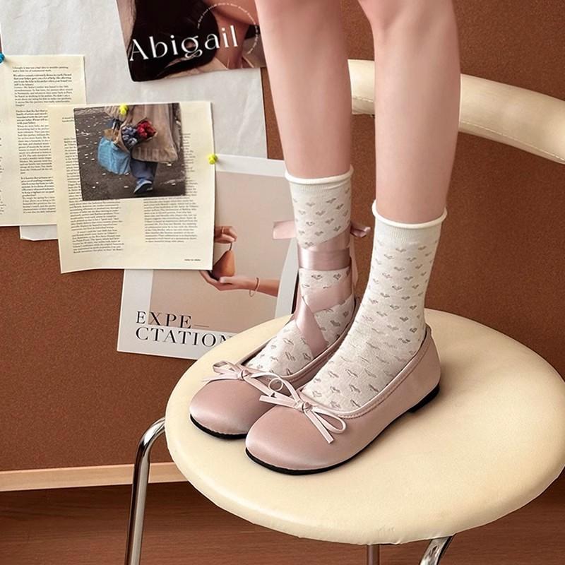 Bow Grandma Mary Jane Shoes Spring and Summer New Women's Fashion Shallow Mouth Flat-soled Single Shoes Round Head Versatile Single Shoes