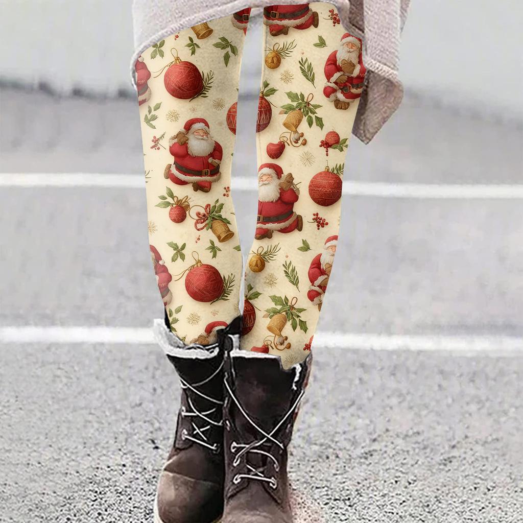 Women's Christmas Print Slim Fit Elastic Yoga Casual Pants