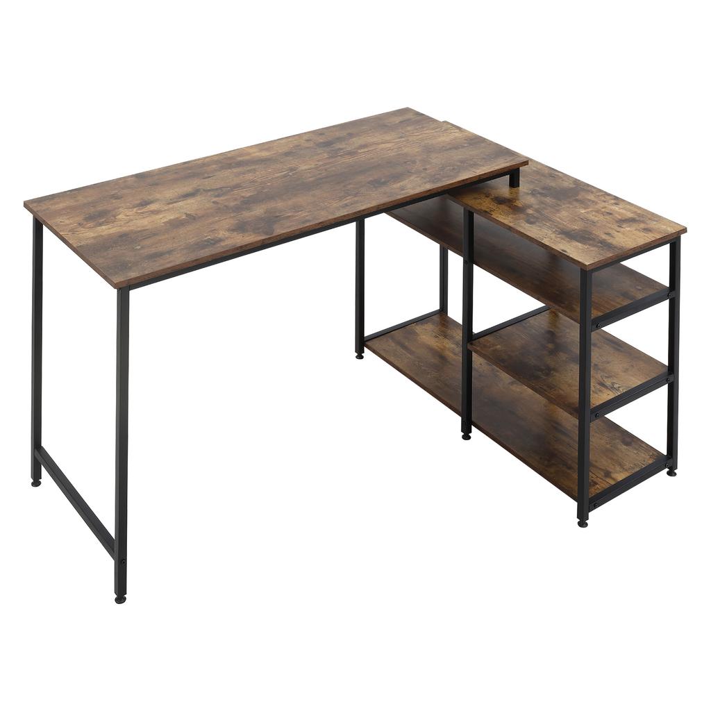 Corner Desk Angled Desk PC Table Computer Desk Office Desk with Shelf Drawer, L-Shape, Particleboard Metal, Rustic Brown 135 X 90 X 79 Cm