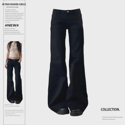 FUIV 2024 High Waist Black Wide-Leg Printed Trousers