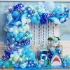 Bruiloft Verjaardag Babyborrel Geslachtsonthulling Decoraties Stofblauw Wit Ballonnenboog Slingerset