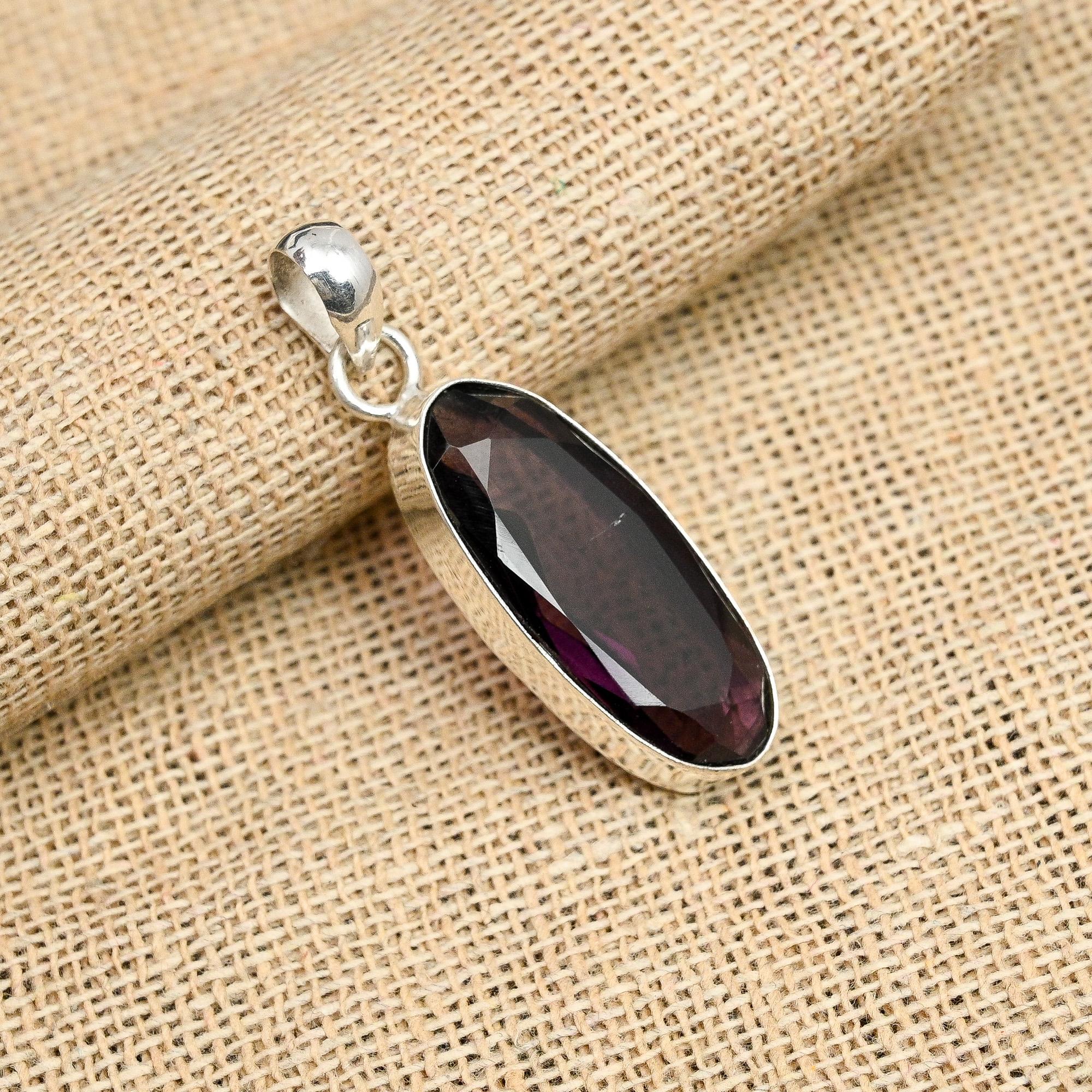 

Великолепный аметист, драгоценный камень, подвеска ручной работы из стерлингового серебра 925 пробы для нее 1.75 Inches фиолетовый