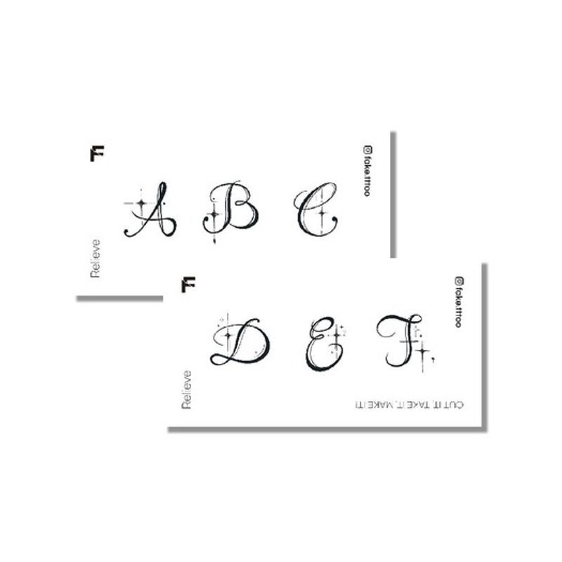 Набор тату-стикеров с инициалами A-F