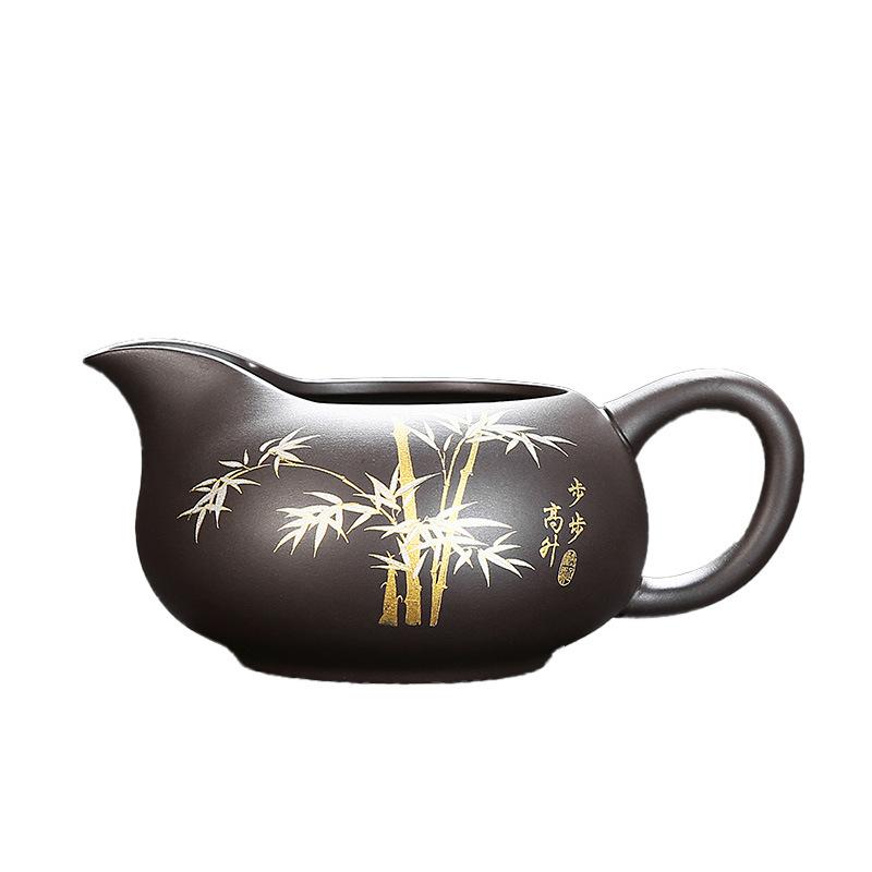 Purple Sand Is Rising Justice Cup With Handle Tea Dispenser Ceramic Household Lotus Kung Fu Tea Set With Average Cup Tea Sea