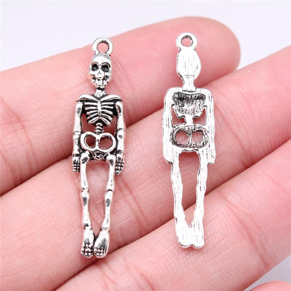 20pcs Skull Charms Antique Silver Color Cute Skull Charms Pendants For Bracelets Bat Skull Charms Making Jewelry
