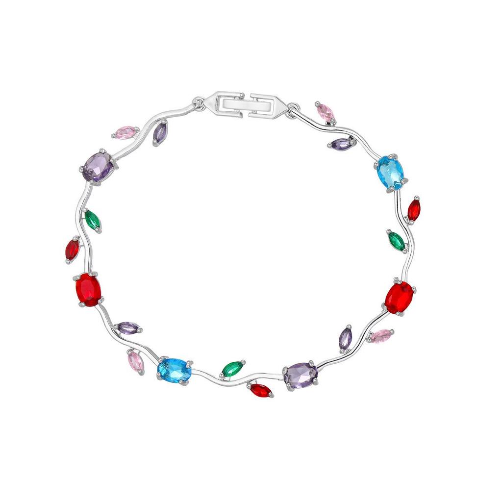 Elegante Bracciale Tulipano in Rame e Zirconia per Donna - Versatile e Raffinato Design con Diamanti Colorati