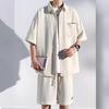 Men's Ice Silk Breathable Short Sleeve Shirt & Shorts Set - Versatile Summer Sports Casual Wear
