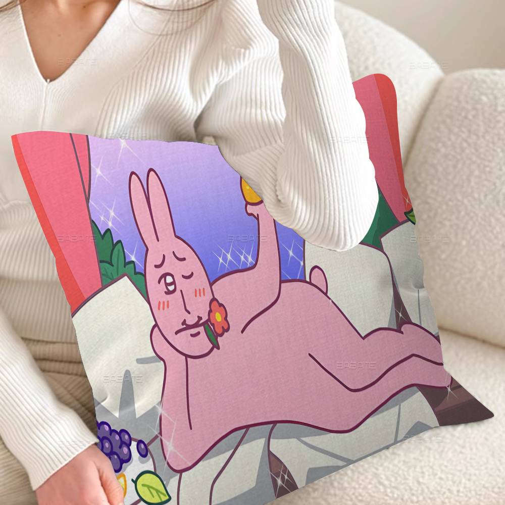 My FFriend Pink Rabbit Funny Anime Pillow Gift Home Office Decoration Bedroom Sofa Car Cushion Cover Case x