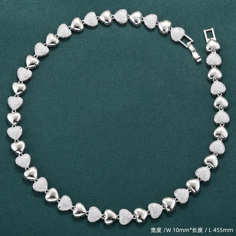 Liebe Splicing Armband Halskette Premium Gefühl Herzförmig Pfirsichherz Schmuckset Vl663-664