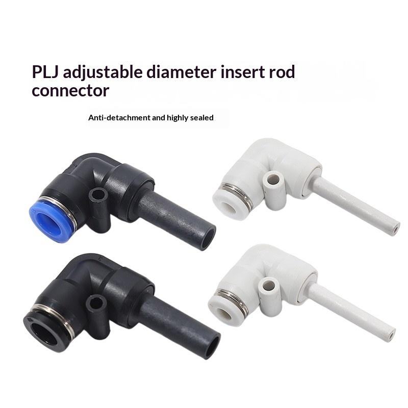 2/10 Stück Plj 4/6/8/10mm Pneumatischer Schnellsteck-Reduzierer Plj8-6/6-6mm Stange Pneumatisches Durchgangs-Winkelstück-Stangenverbinder