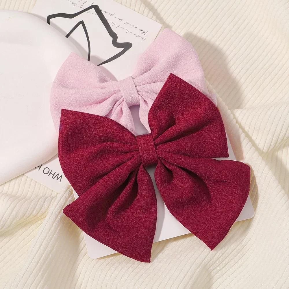 2pcs/set 4.5" Cheer Bow Hair Clip for Kids Lovely Grosgrain Ribbon Hairgripes Girls Delicate Bowknot HairPins Baby Headwear Set