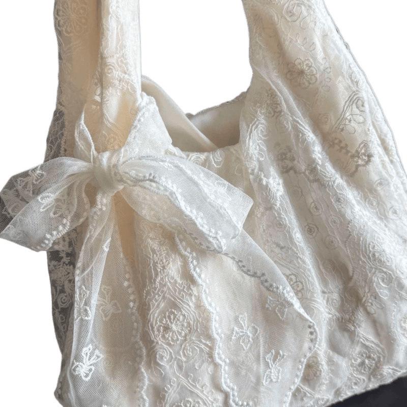 Korean Lace Flower Canvas Women's Large Tote Bag