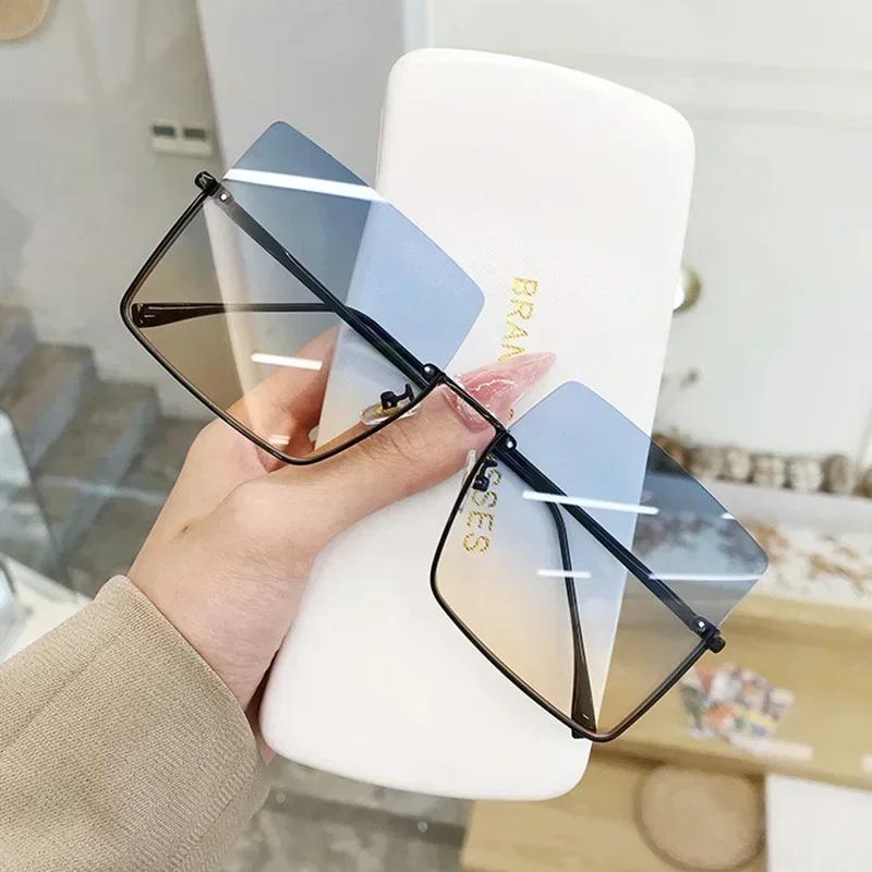 Brand Designer Square Sunglasses Woman Fshion Luxury Oversized Sun Glasses Female Vintage Retro Big Frame Metal