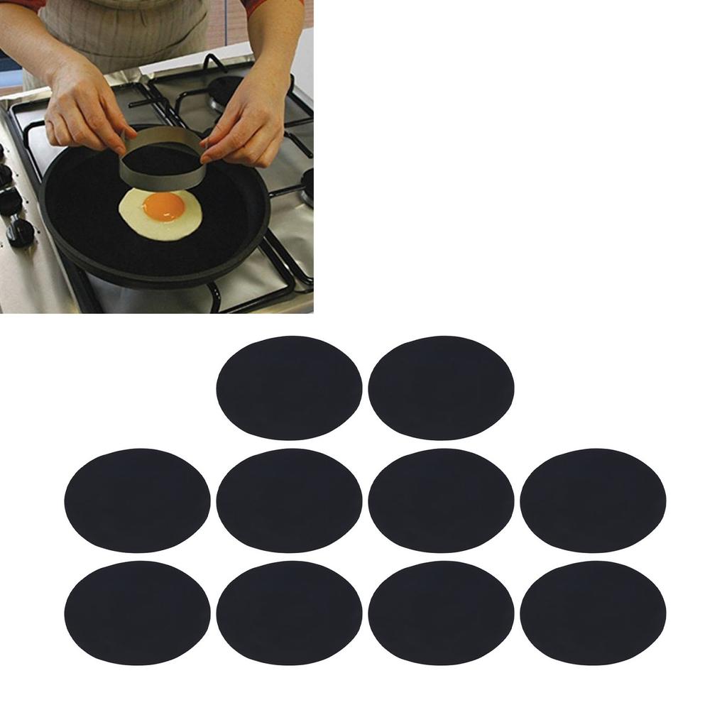 10Pcs Round Barbecue Grill Mat PTFE Reusable Non Stick High Temperature Resistant Fryer Mat for Fryi