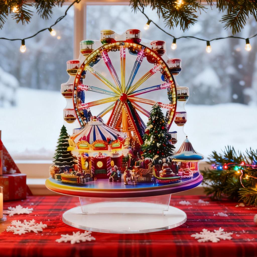 Christmas Ferris Wheel Ornament 2D Acrylic Ferris Wheel Shelf Holiday Statue For Home Holiday Party Desktop Christmas Decoration