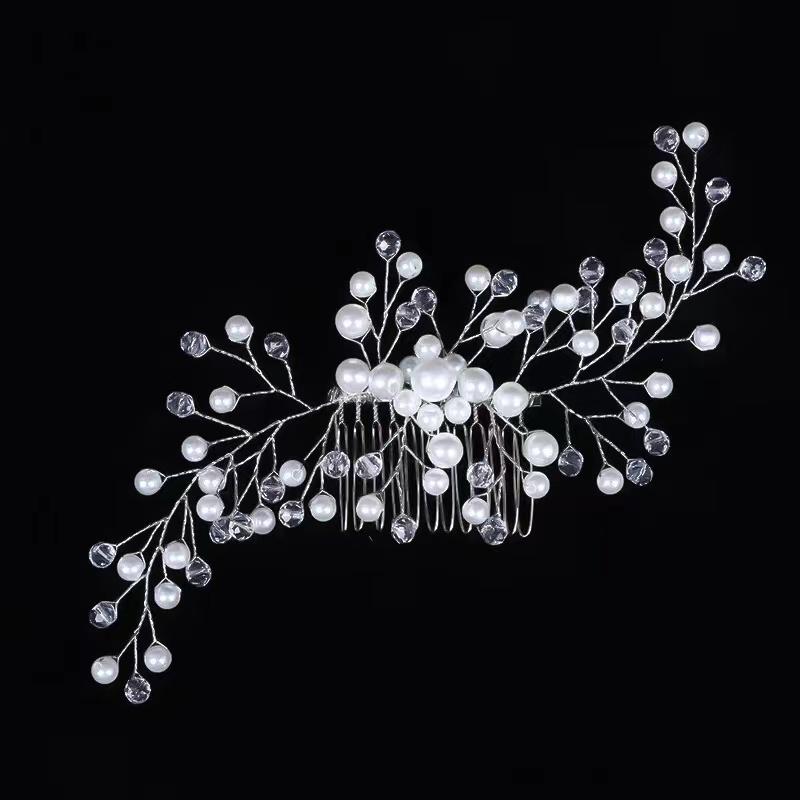 Kobiety Biżuteria do włosów dla nowożeńców Crystal Peals Grzebienie do włosów Suknia ślubna Akcesoria do włosów Szpilki do włosów Ręcznie robione ozdoby do włosów