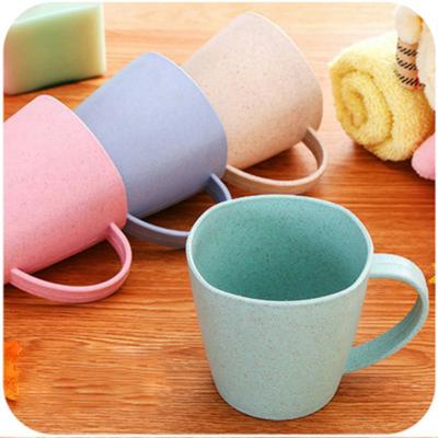 Cup Plastic with Handle Toothbrush Cup Couple Brushing Mouthwash Cup Ivory Jar Imitation Wheat Straw Washing Cup