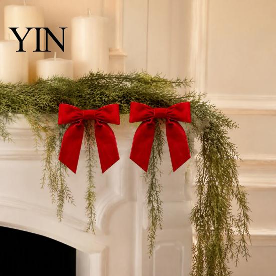 Christmas Tree Decorations 2Pcs Velvet Bows, Holiday Hanging Wall Decor for Wreath Topper, Wedding Backdrop, Bridal Shower, Birthday Party, Front Door