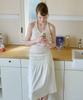 Letter From Moon Glow Satin Triple Banding Skirt (Cream)
