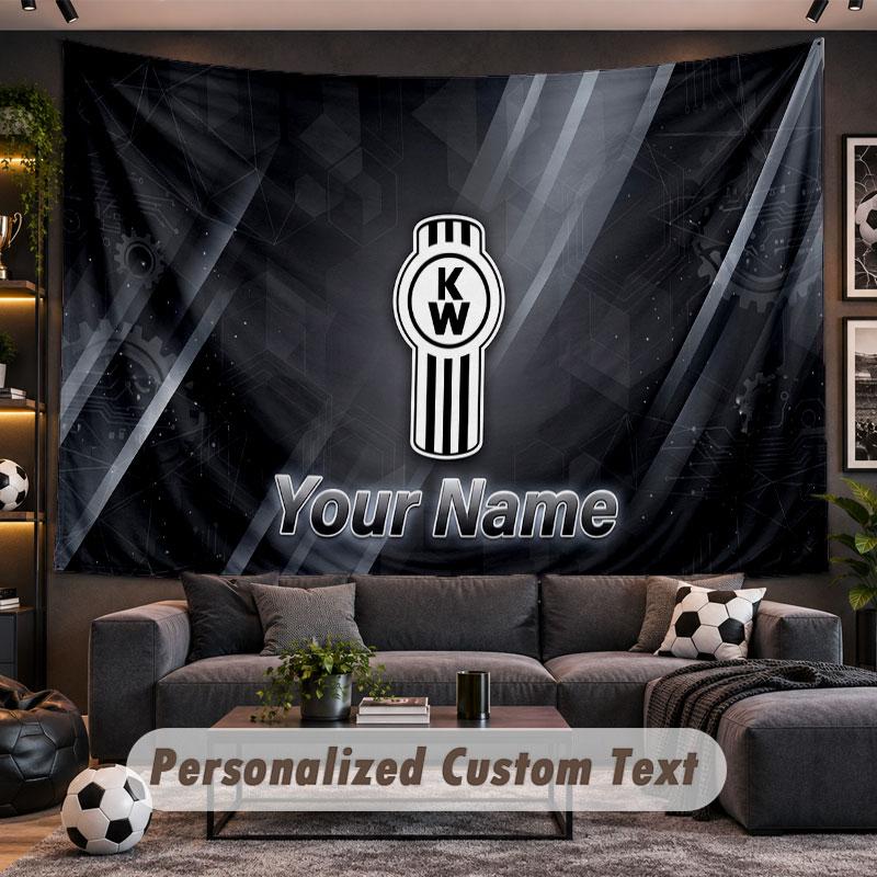 Wall Hanging Tapestry Custom NameKenworth Pattern Personalized Printed Fabric Wall Decor