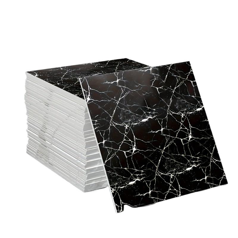 50pcs/100pcs Self-Adhesive Wall Stickers Glossy Marble Pattern Imitation Tile Peel Stick Waterproof Living Room Kitchen Bathroom