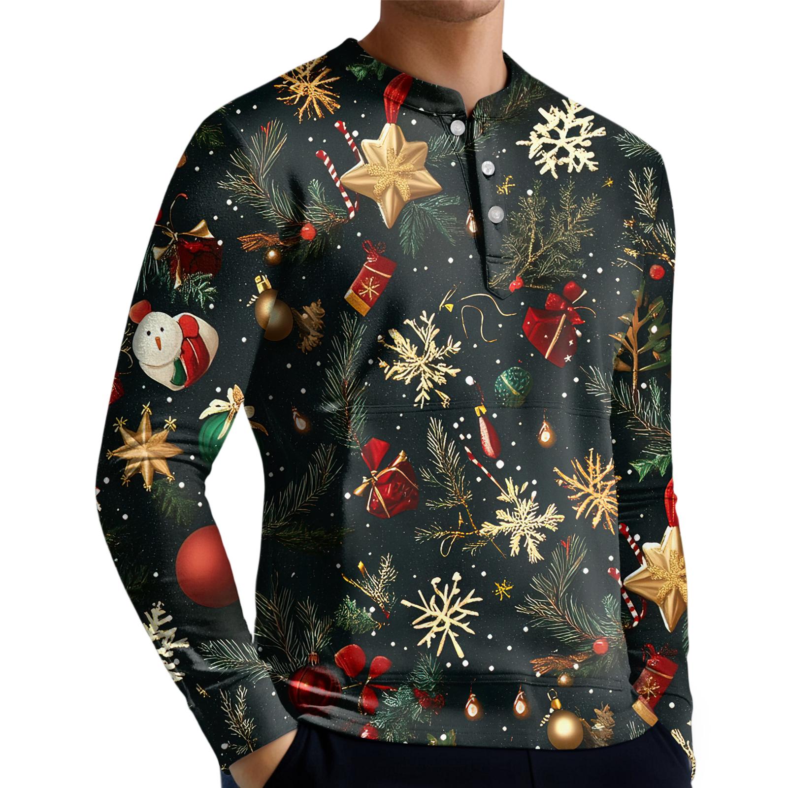

Men s Casual Button-Down Sweatshirt Fashion Printed Long Sleeve Shirt Pullover L