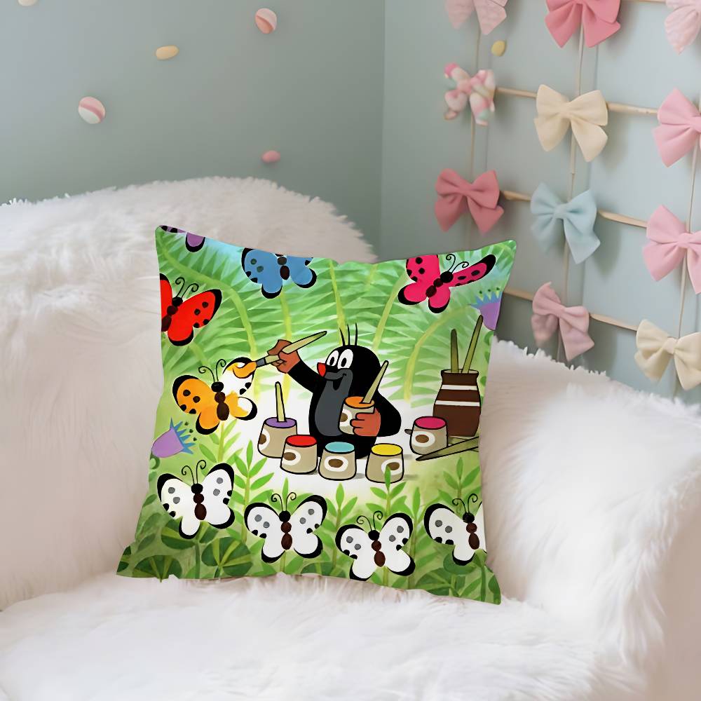 

The L-Little M-Mole Lovely Pillow Case Throw Pillow Cover Nordic Vintage Style Cushion Covers Home Living Room Sofa Couch Seat 16x16Inch