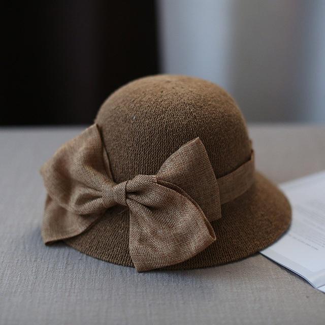 New Summer Bow Sun Hat Ladies Elegant Wide Brim Hat Female Sunscreen Vintage Hats Straw Beach Hat