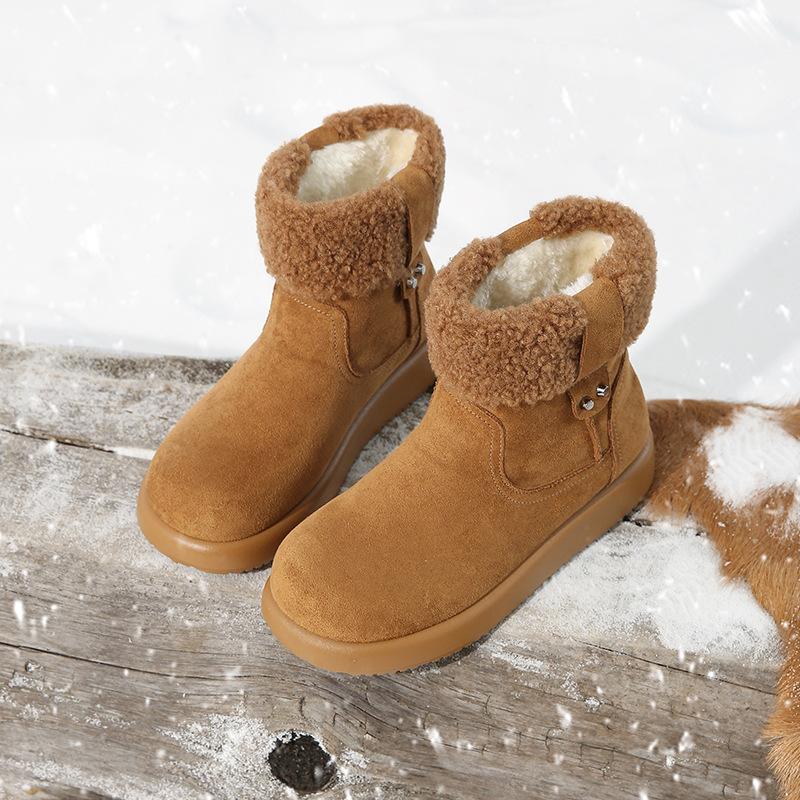 

Korean version of simple snow boots women s winter 2025 new retro velvet cotton shoes platform short boots women 40 верблюд