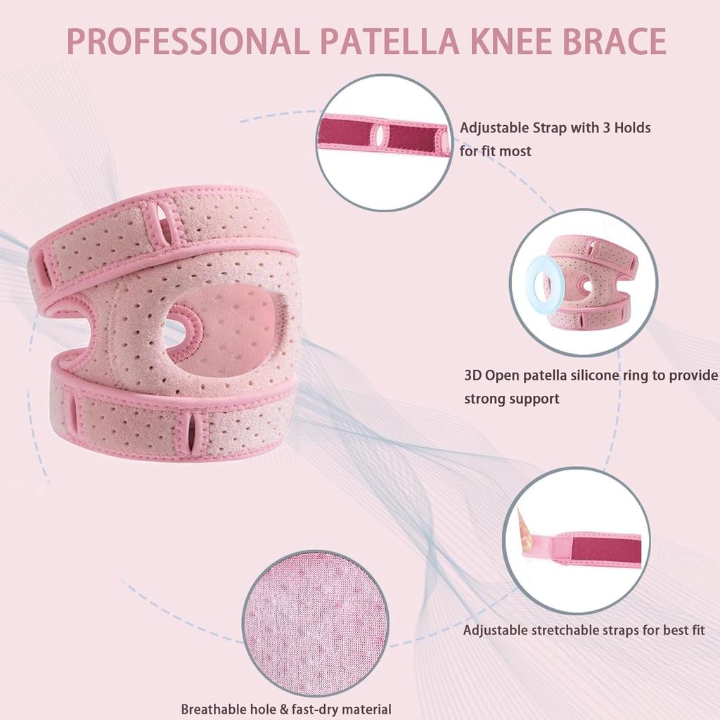 Adjustable Knee Brace For Running - Patella Knee Brace For Knee Pain, Dual Patellar Tendon Support Strap With Gel Pad, Knee Supp