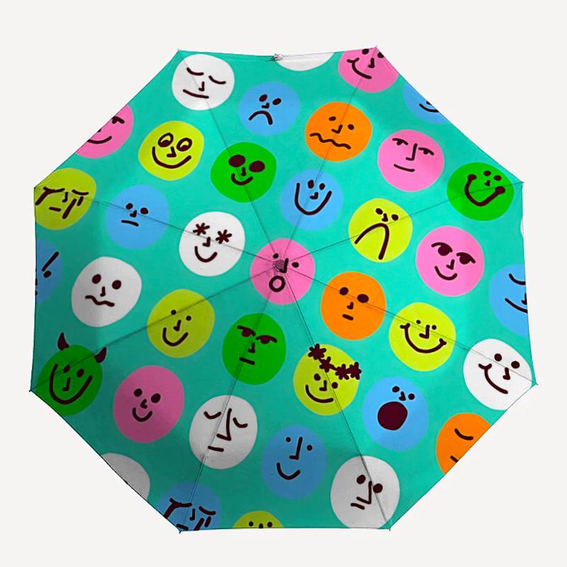 

1pc Colorful Faces Pattern Automatic Open/close Folding Umbrella, Compact Portable Travel Umbrella, Perfect Birthday/Christmas, Cute Umbrell