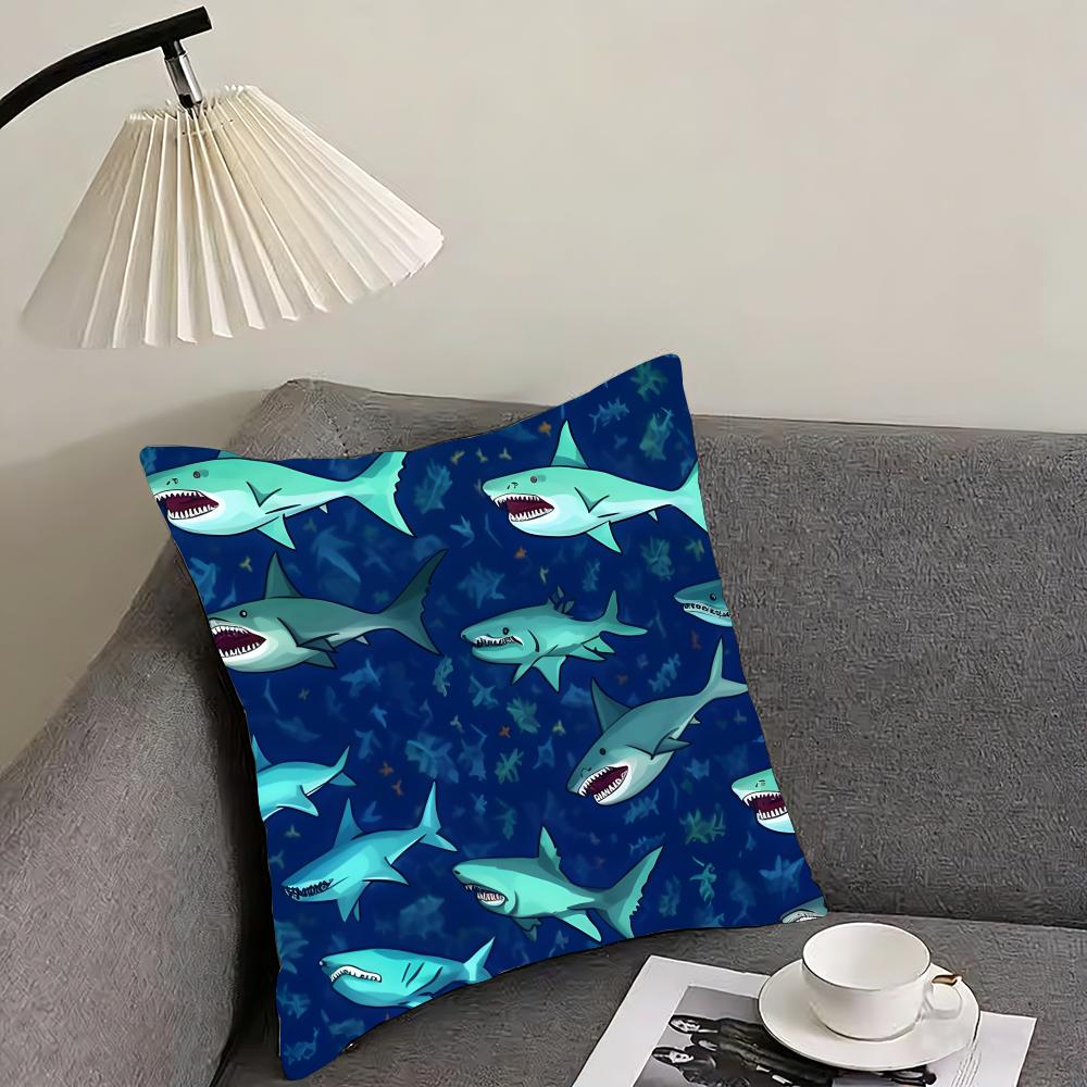 Shark Fashion Cushion Cover Pillowcase Ultra Soft Skin Friendly Fabric Cloud Like Comfort  Concealed Zipper