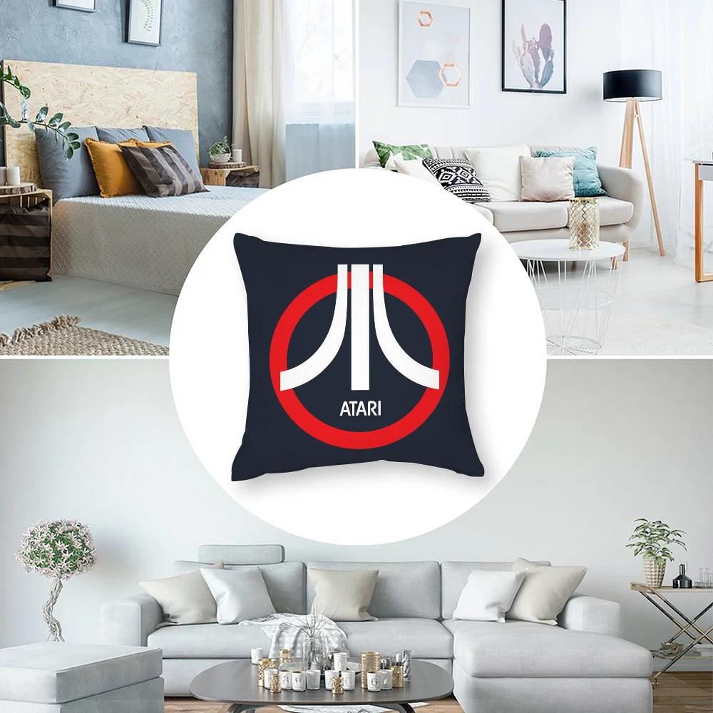 A-AtariS Game Logo Pillow Case Plush Fabric Soft Double Sided Print Sofa Cushion Cover Throw Pillow Covers