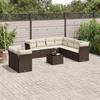10 piece Garden Sofa Set with Cushions Brown Poly Rattan