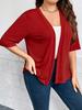 Plus Size Women's Mid-Sleeve Cardigan Jacket - Lightweight, Solid Color, 2026 New Arrival